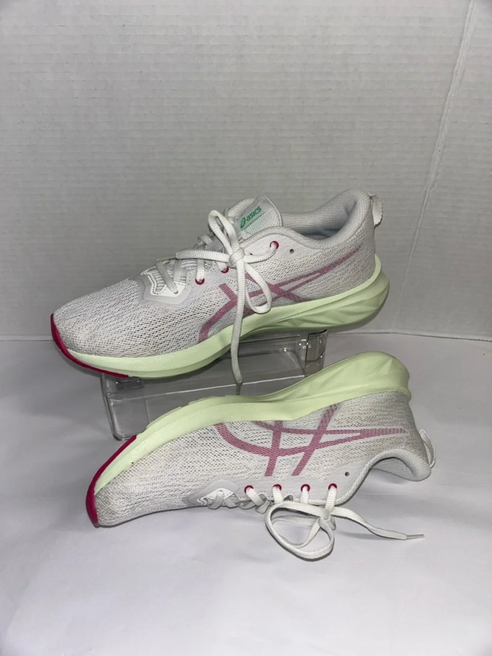 Asics White Sneakers with Mint and Pink Accents